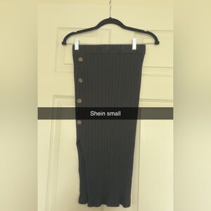 Black Ribbed skirt with Button Accents